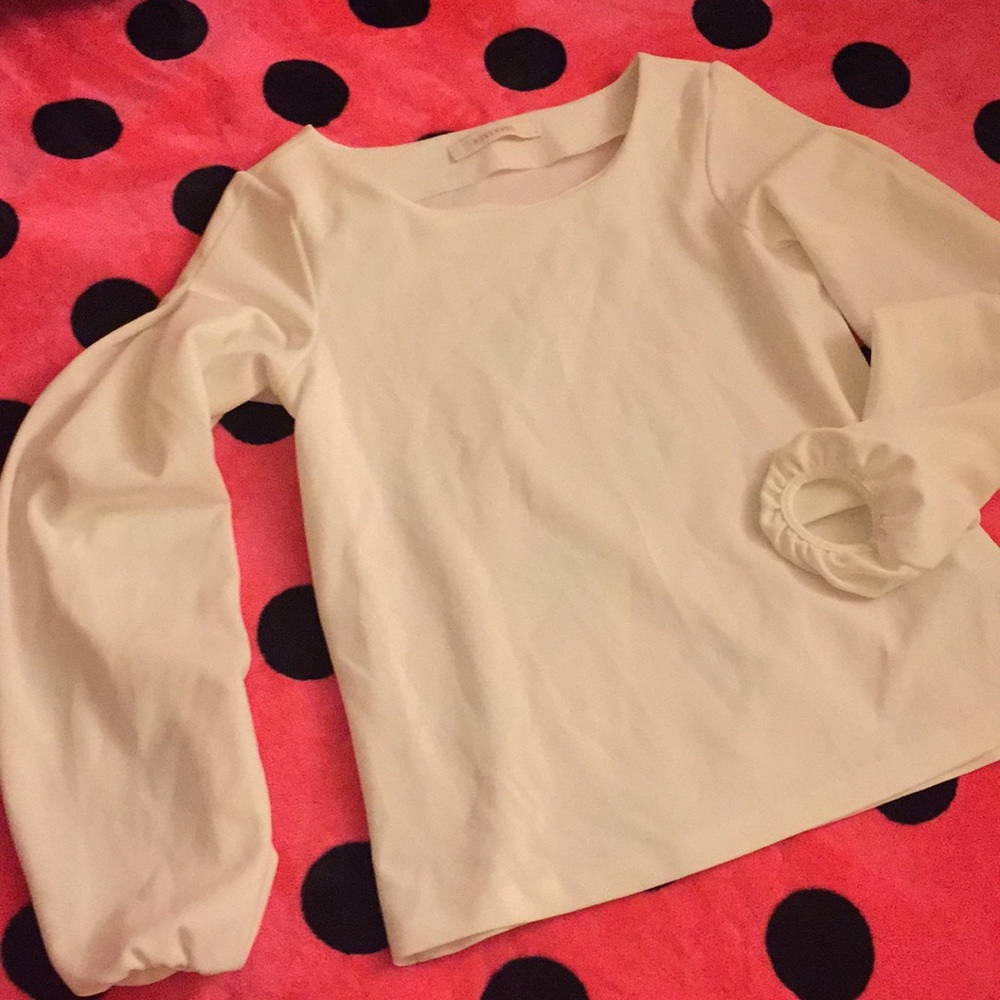 3/4 Puff Sleeve White Top